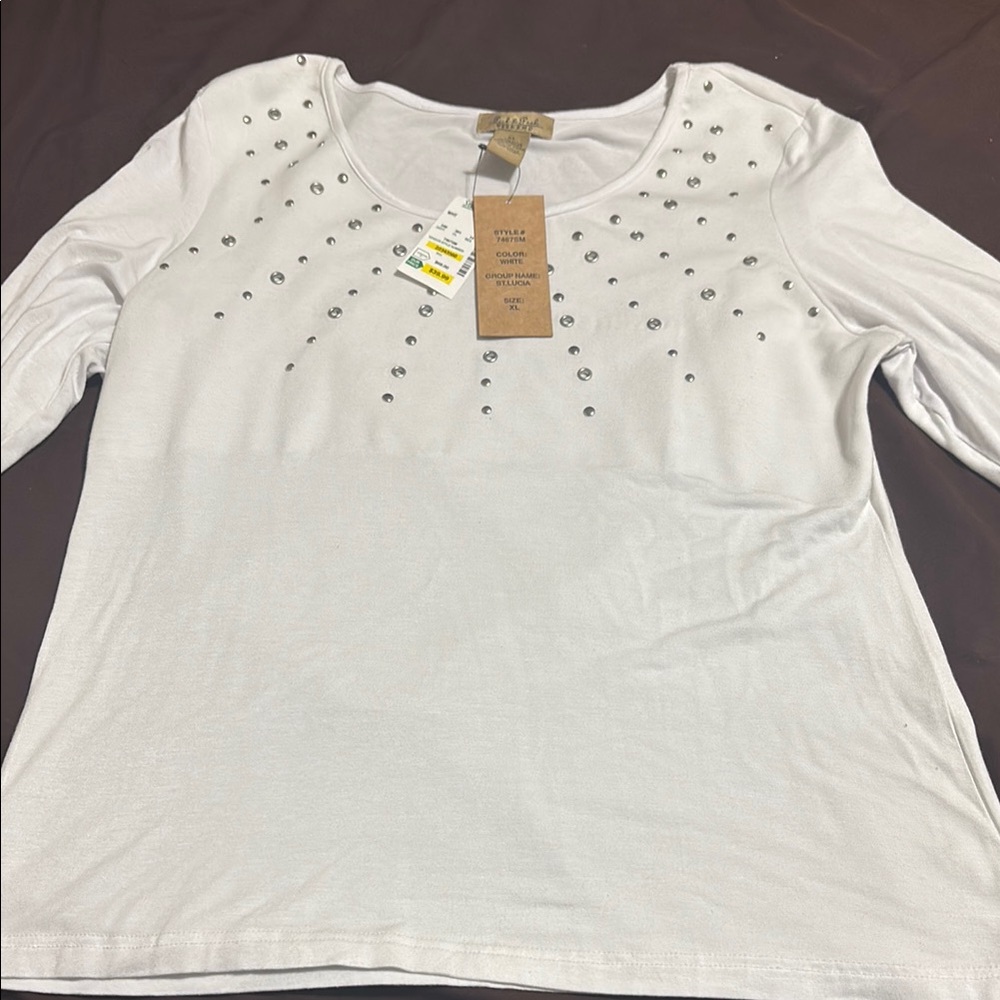 Elegant White Embellished Women's Top